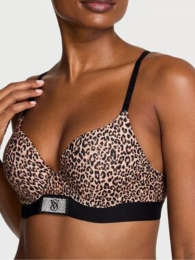 The T-Shirt Perfect Shape Shine Patch Push-Up Bra 32B Leopard Print